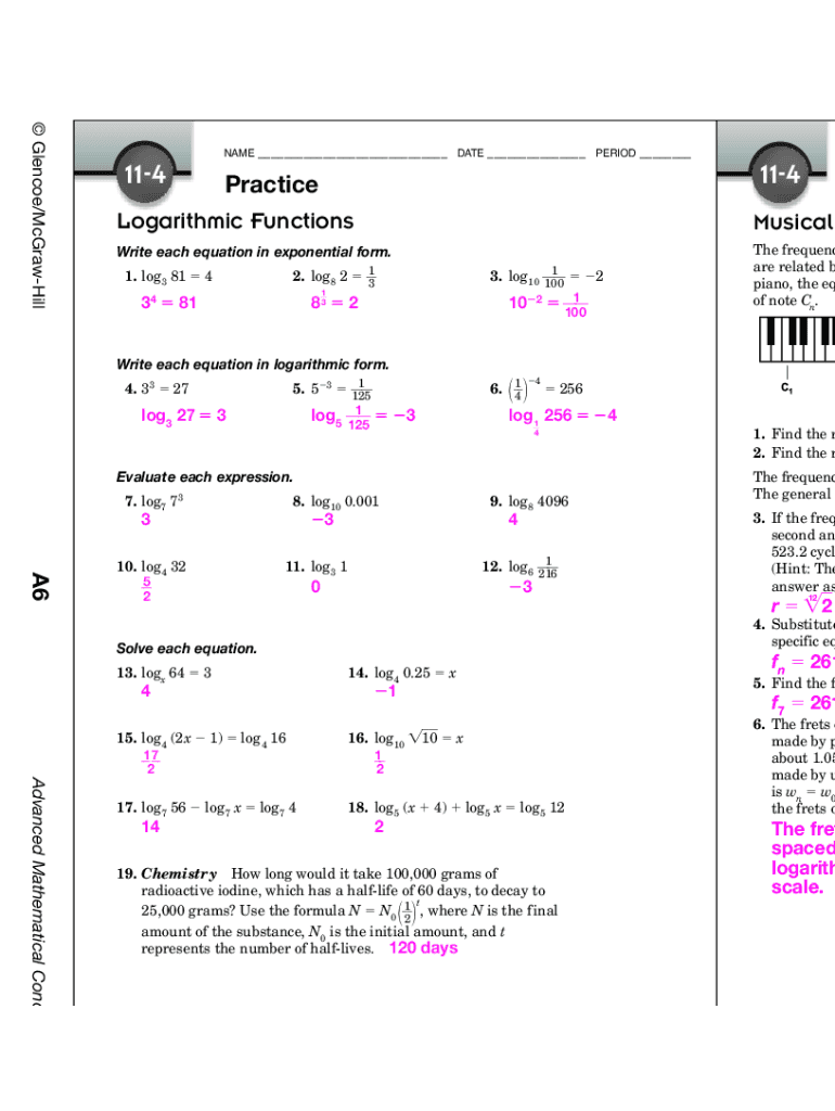 Fillable Online Foundations of Math II Logarithm Quiz Review Solve