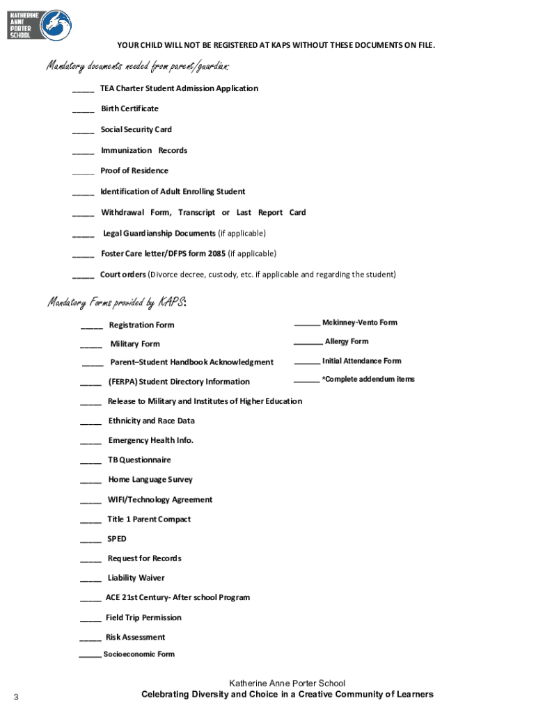 Fillable Online Heart to Heart Christian Academy 20232024 Student