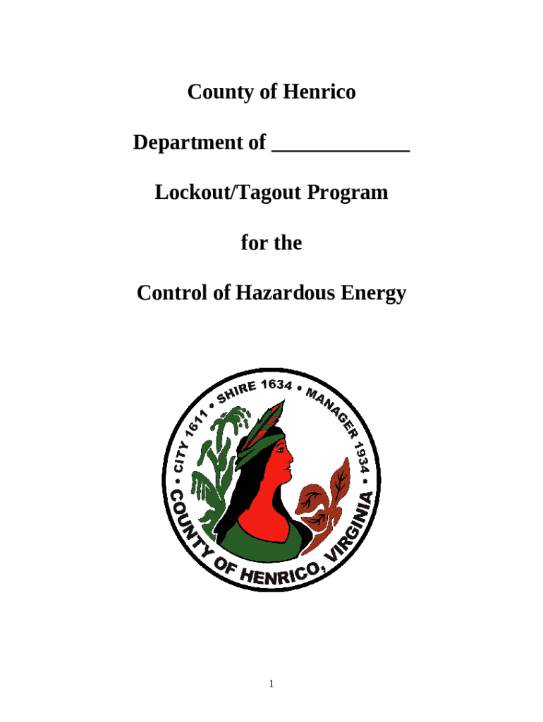 Department of (Name) Lockout/Tagout Program Doc Template pdfFiller