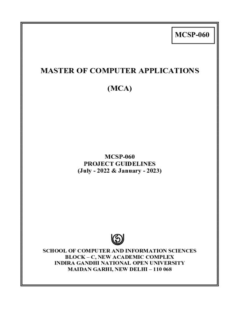 Ignou Mca Project Report Free Download Fillable Online IGNOU MCA Project Proposal - MCSP 60 Synopsis and