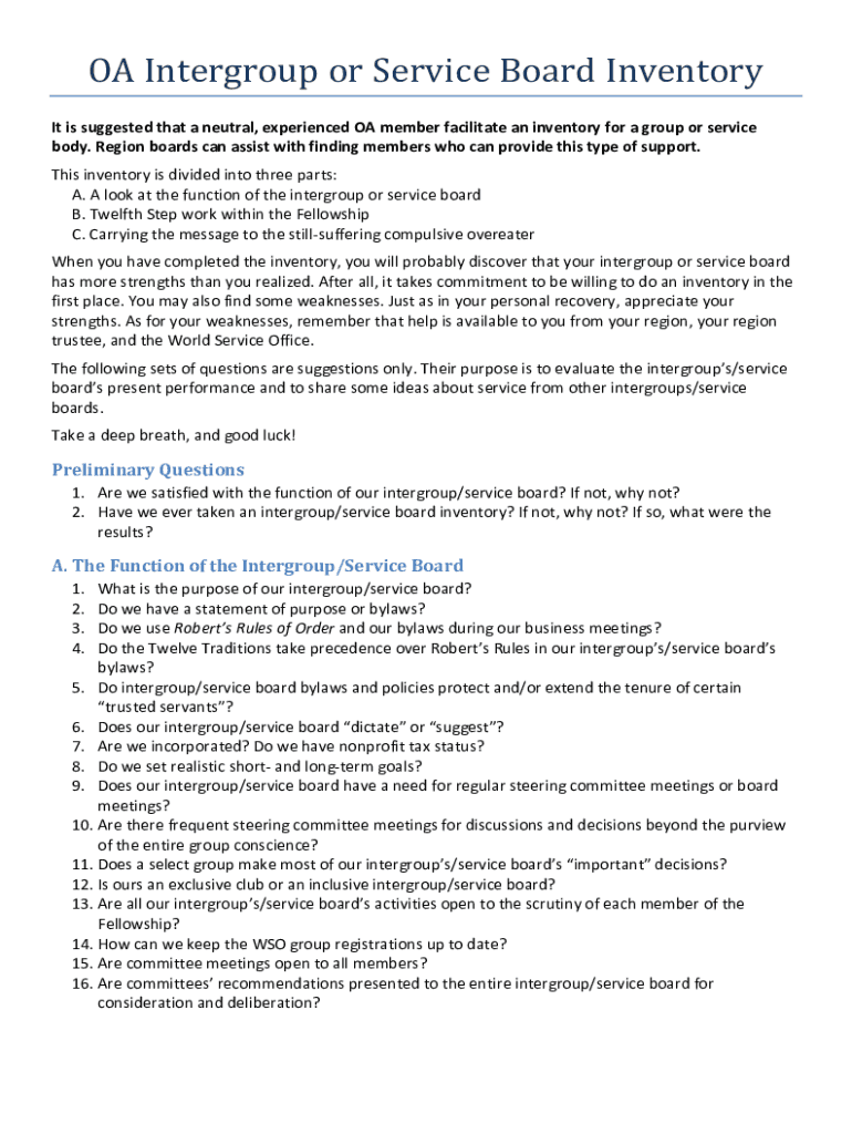 Fillable Online Overeaters Anonymous. Service, Traditions, and Concepts ...