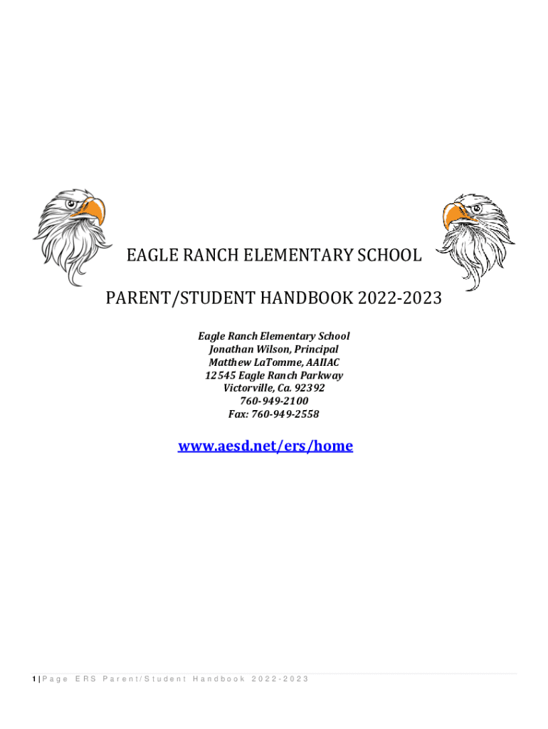 Fillable Online Eagle Ranch Elementary School Parent/Student Handbook