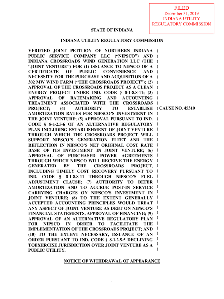 Fillable Online 45529 - Docketed Case DetailsIURC Online Services ...