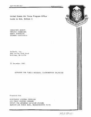 Fillable Online United States Air Force Program Office Guide to Ada ...