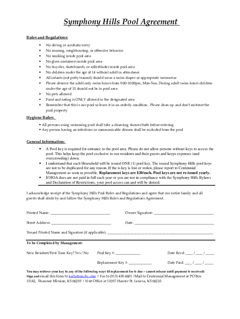 Fillable Online Swimming Pool Rules and Regulations Sample For (Hotel