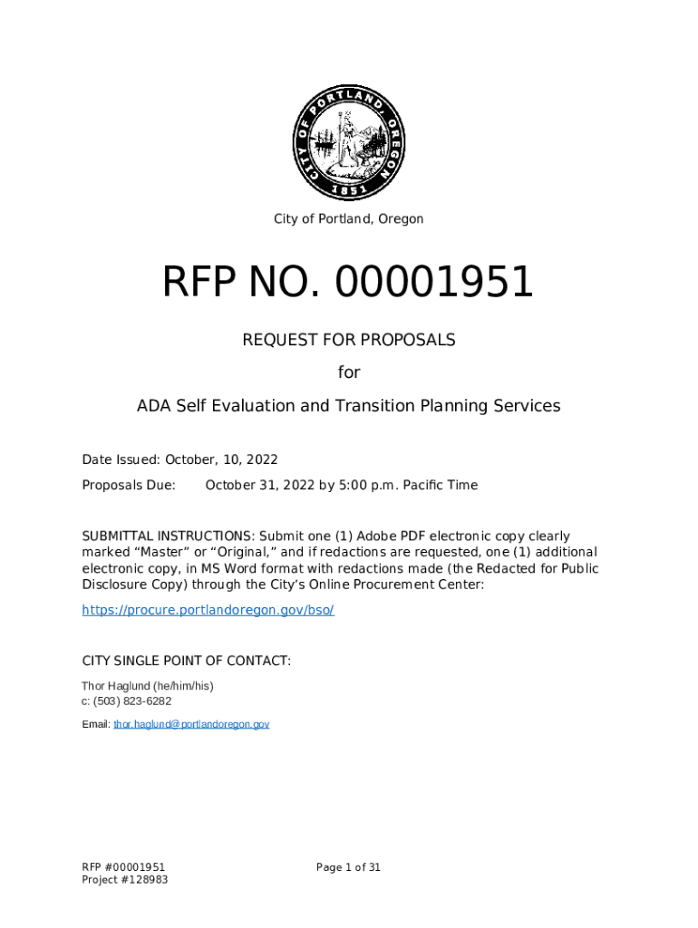 REQUEST FOR PROPOSAL ADA TRANSITION PLAN Doc Template pdfFiller