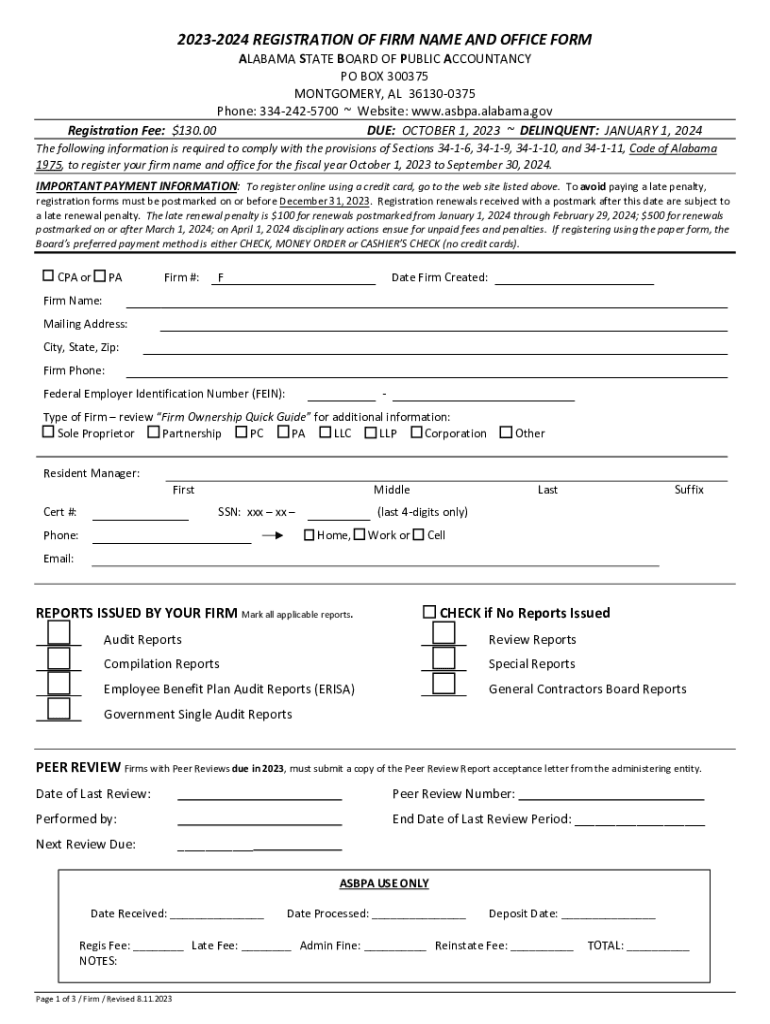 Fillable Online Alabama State Board of Public Accountancy 770 Fax