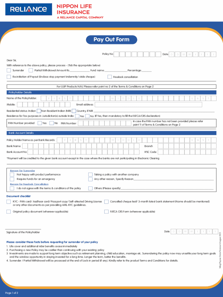 Fillable Online Pay Out Form for Death Claim Fax Email Print - pdfFiller