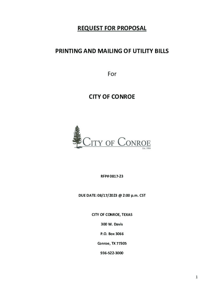 Fillable Online "REQUEST FOR PROPOSALS" Printing and Mailing Service