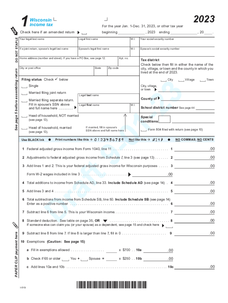 wisconsin form 1 2023 Preview on Page 1