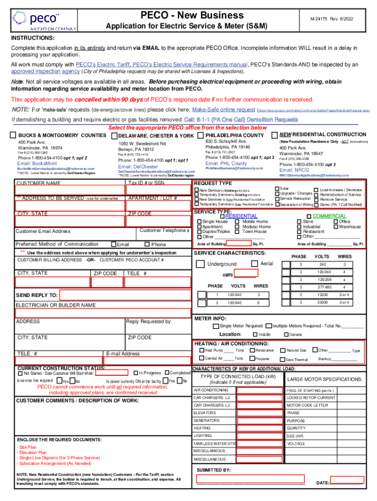 peco electric service application Preview on Page 1