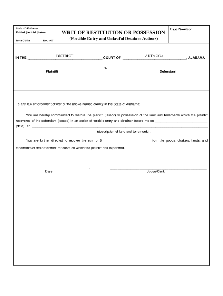 Fillable Online Fillable STATEMENT OF CLAIM Eviction/Unlawful Detainer