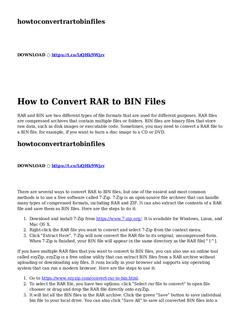 Fillable Online Free conversion of a .rar file? Programs, Apps and