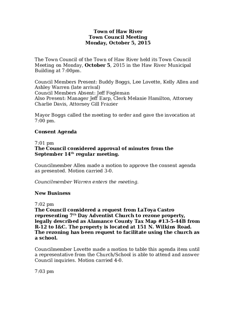 Town of Haw River, NC How Do I Doc Template pdfFiller