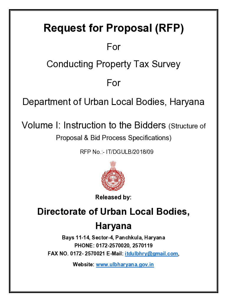 Fillable Online ulbharyana gov REQUEST FOR PROPOSAL (RFP) DOCUMENT FOR ...