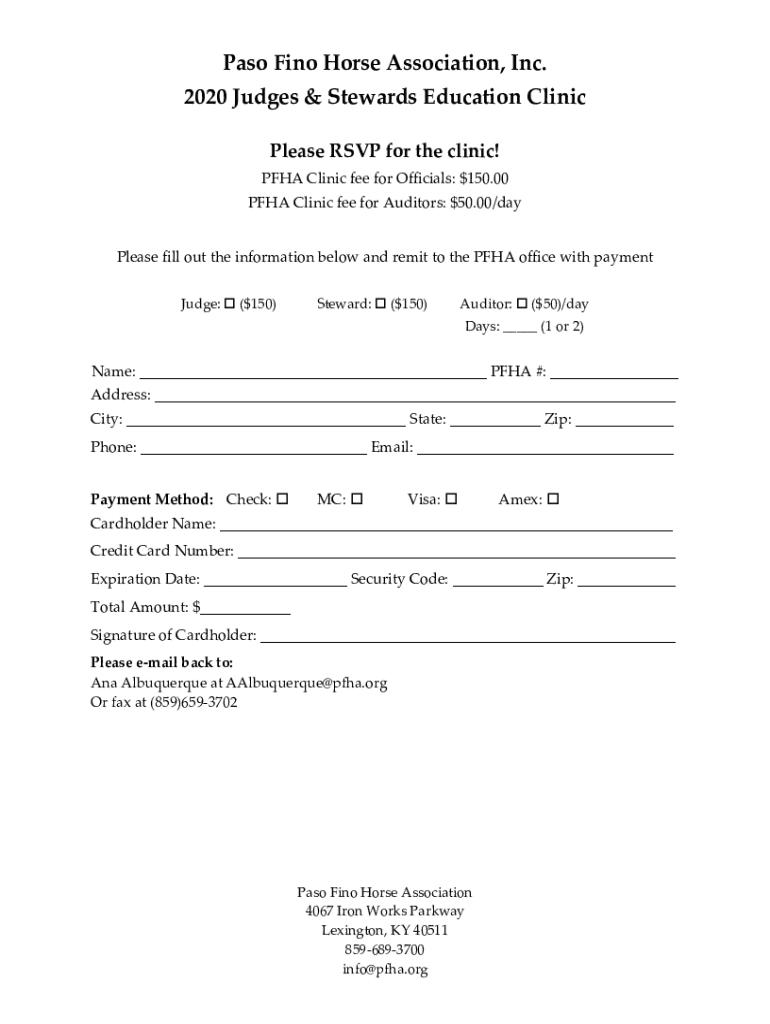 Fillable Online This is a PASO FINO Horse Association, Inc. Judges Card Fax Email Print