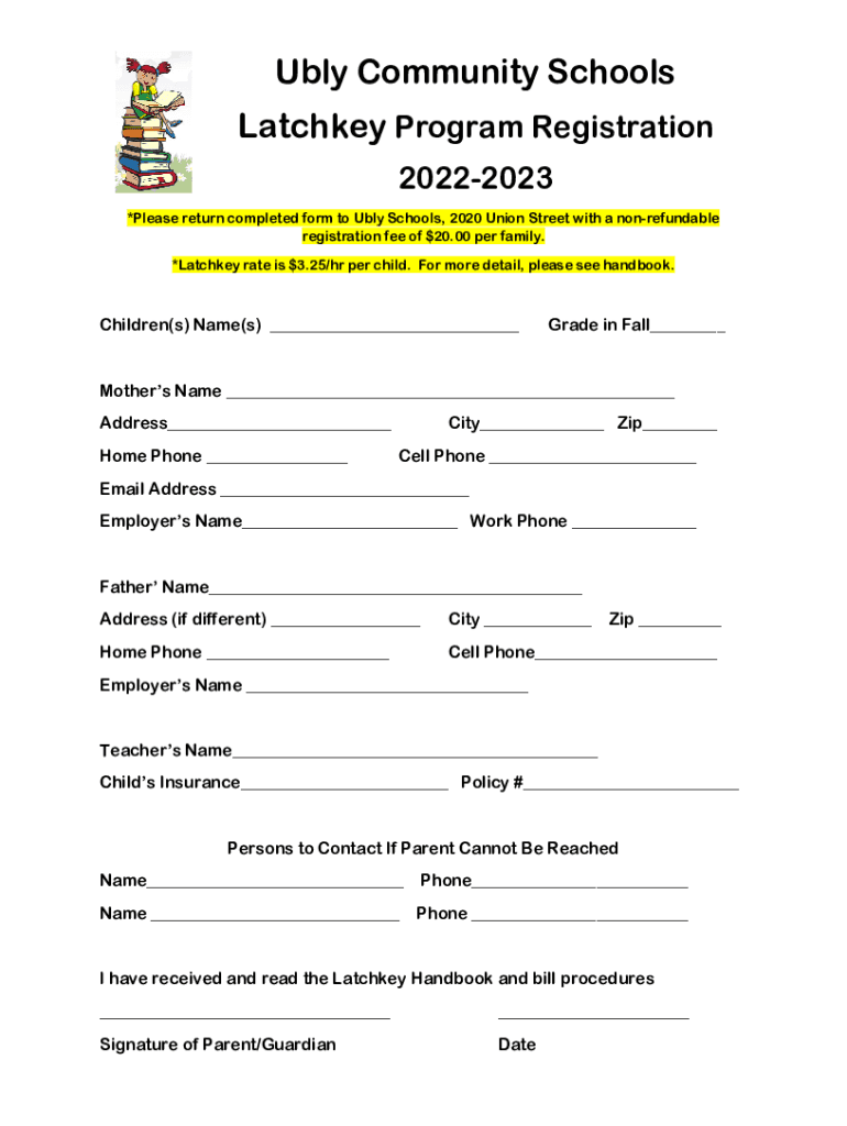 Fillable Online K12 Latchkey Enrollment Form Fax Email Print pdfFiller