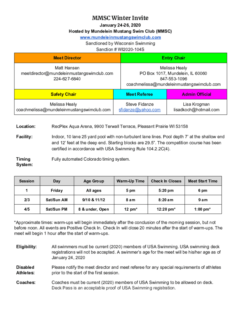 Fillable Online Mundelein Mustang Swim Club Fax Email Print pdfFiller