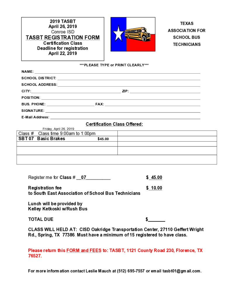Fillable Online Conroe ISD Basic Brakes registration (2).docx Fax Email Print pdfFiller