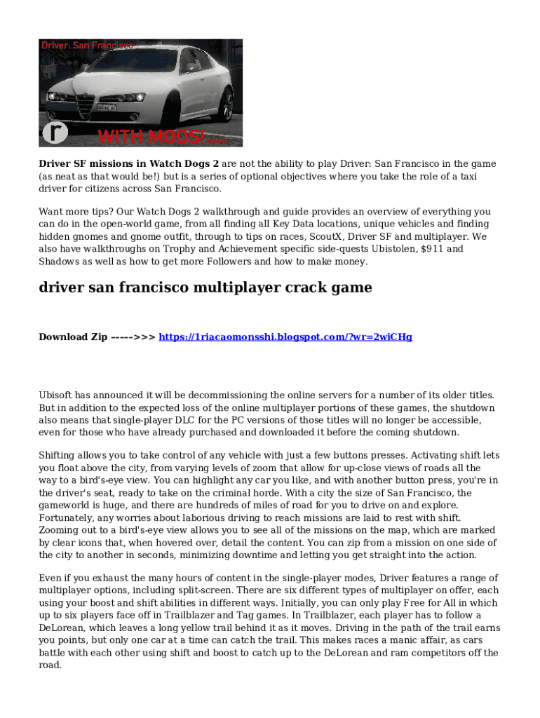 Fillable Online Does driver sf ever run out - Watch Dogs 2 - GameFAQs ...