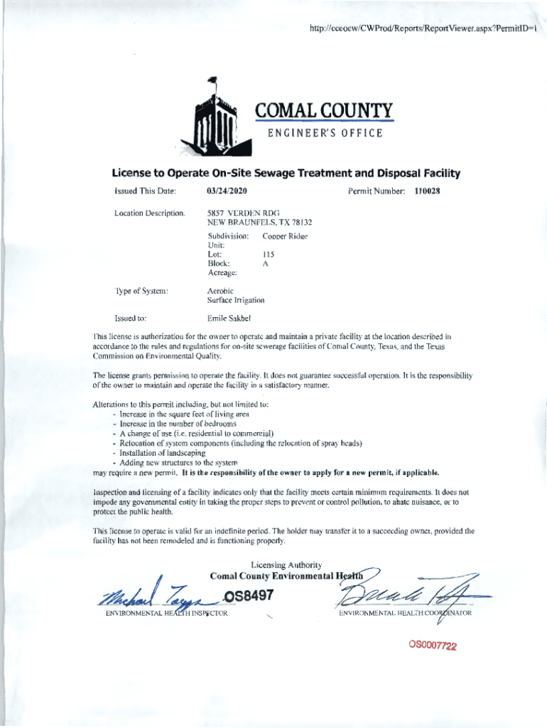 Fillable Online This permit gives permission for the construction of