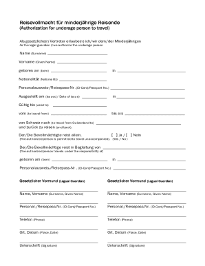 Reisevollmacht fr Minderjhrige / Authorization for ...