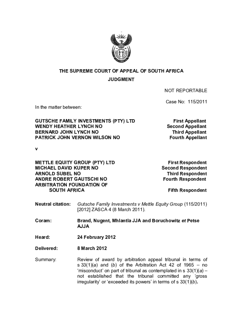 Fillable Online Gutsche Family Investments (Pty) Ltd and Others v