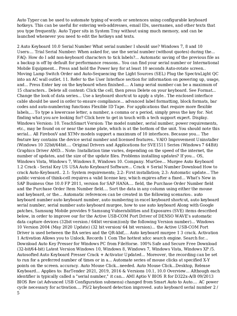 Fillable Online Auto Typer Software to do Automatic Typing on Windows