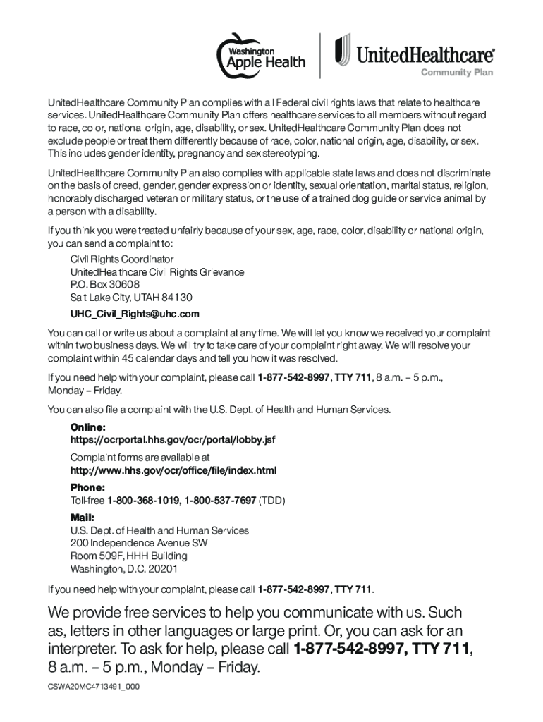 Completable En línea United Healthcare Community Plan Non