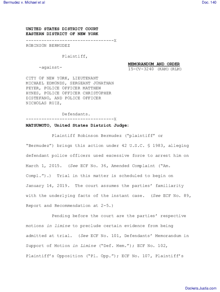 Fillable Online ORDER granting in part and denying in part 99 105 119 120 the parties