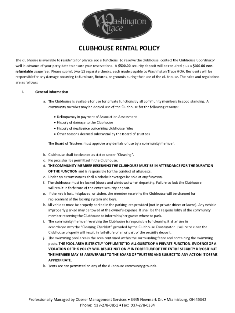 Fillable Online Castlewood Clubhouse Rental Agreement Fax Email Print Fillable Online Castlewood Clubhouse Rental Agreement Fax Email Print
