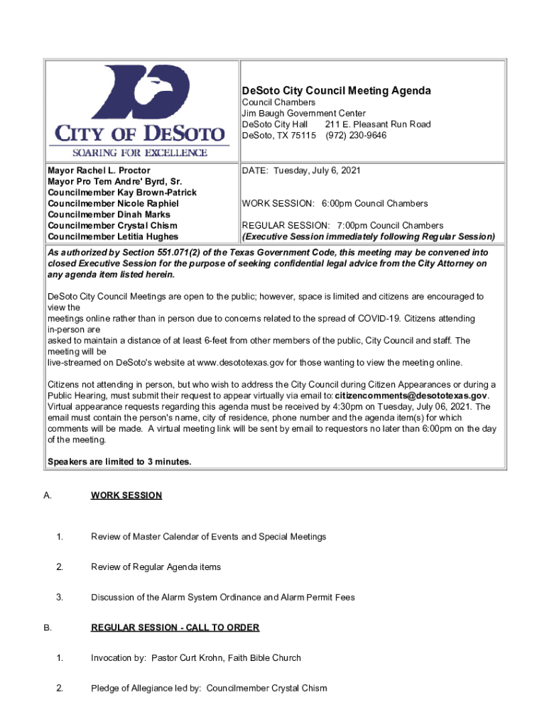 Fillable Online DeSoto has a new mayor, Rachel Proctor, after special Fax Email Print