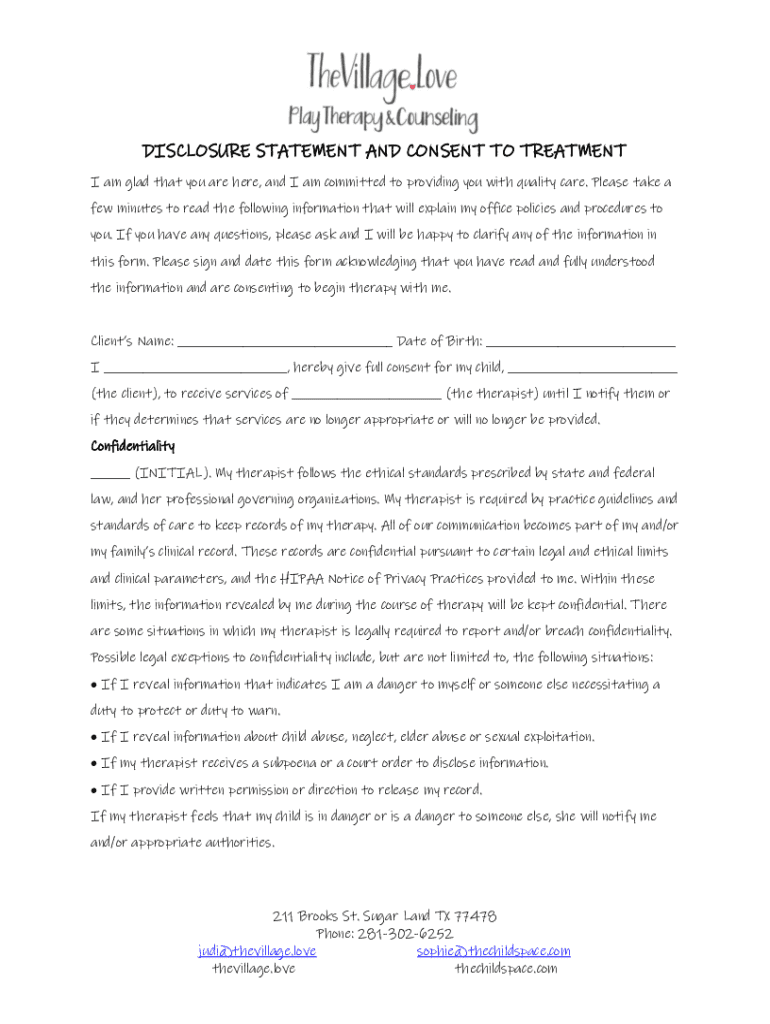 Fillable Online Disclosure Statement & Client's Informed Consent Fax ...