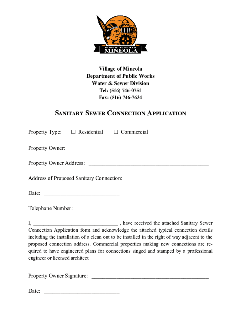 Fillable Online Mineola Water Department Contact, Pay Bill, Start or Stop Fax Email Print