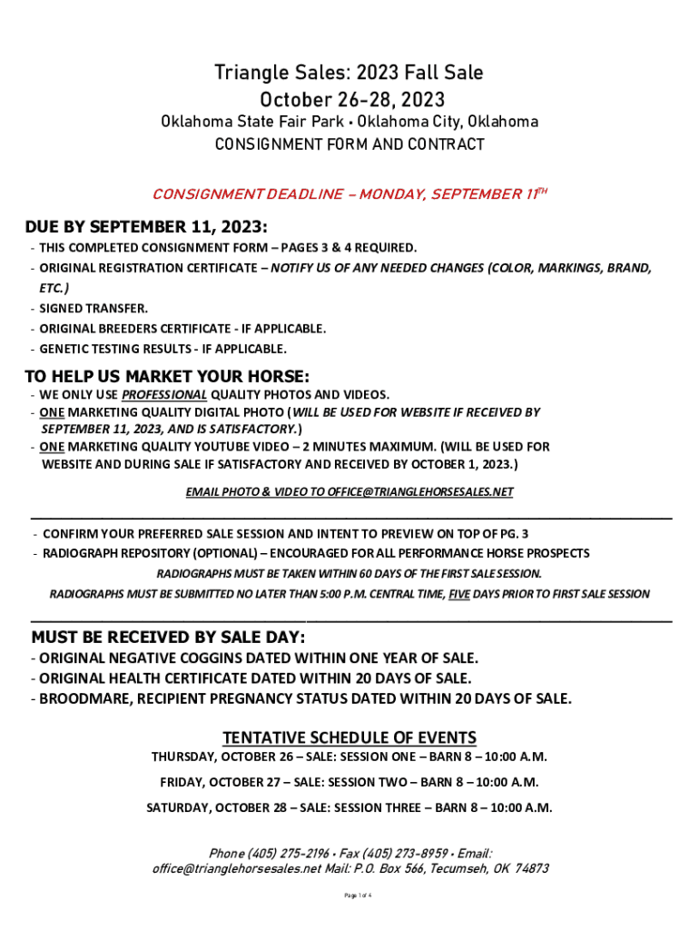 Fillable Online Triangle Horse Sales' 39th Winter Sale Sets a New World