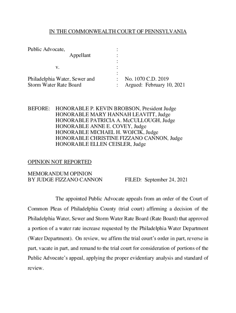 Fillable Online philadelphia water department's memorandum in Fax