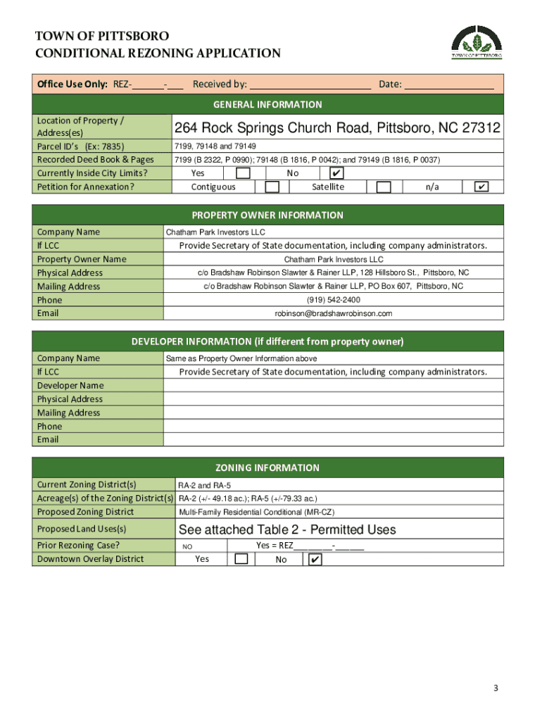 Fillable Online TOWN OF PITTSBORO PLANNING DEPARTMENT Fax Email Print pdfFiller