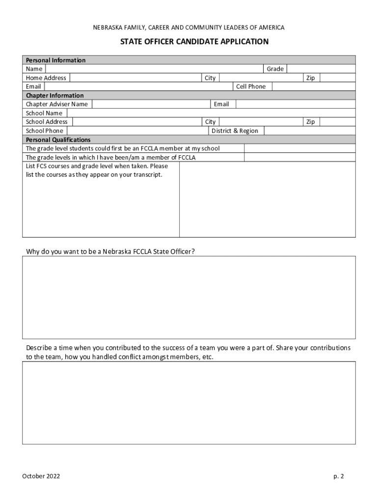 Fillable Online FBLA State Officer Nomination Application Form Fax Email Print PdfFiller fillable-online-fbla-state-officer-nomination-application-form-fax-email-print-pdffiller