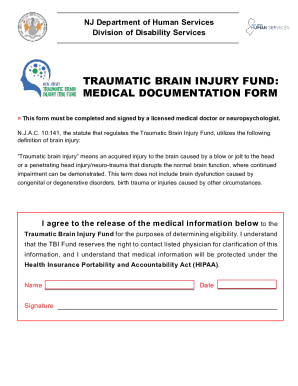 Fillable Online traumatic brain injury fund medical documentation form