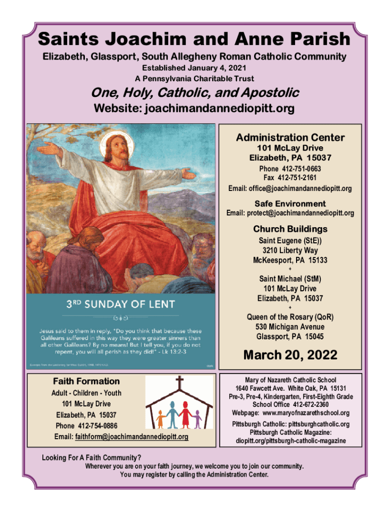 Fillable Online Saints Joachim and Anne Parish PDF Free Download Fax