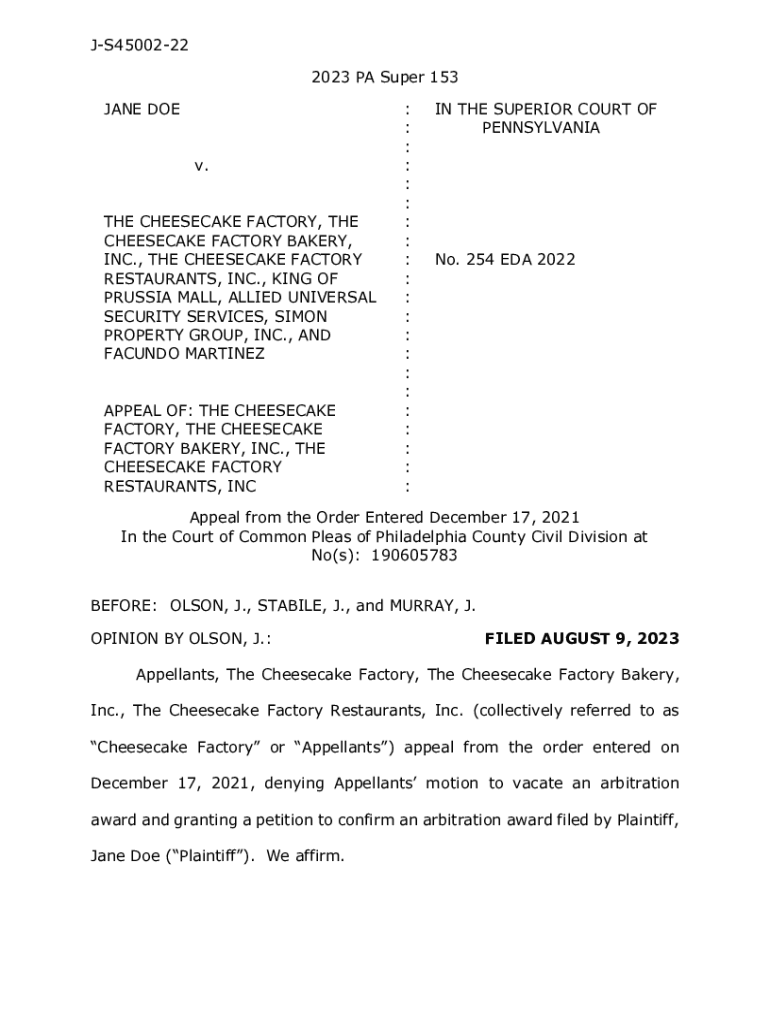 Fillable Online THE CHEESECAKE FACTORY, King of Prussia 570 Mall