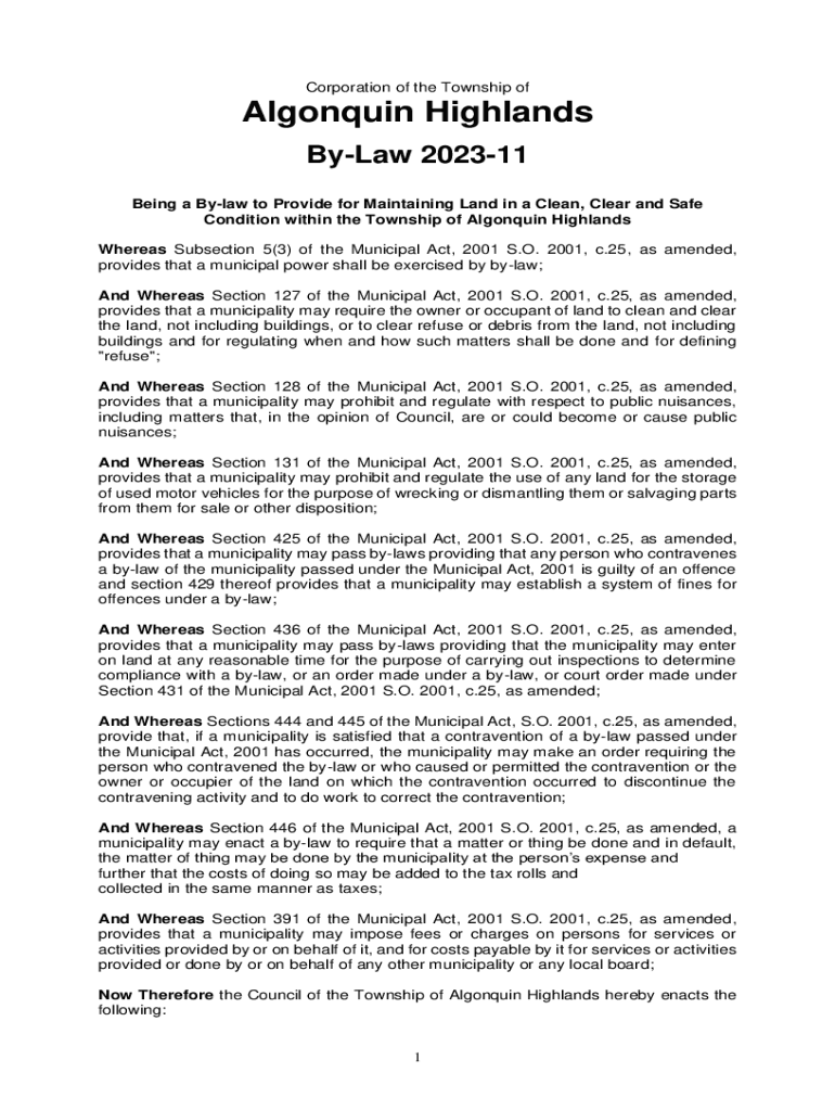 Fillable Online Haliburton Shoreline Preservation Bylaw as Enacted