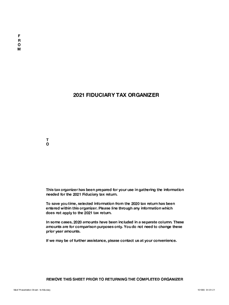Fillable Online 2021 Estate and Trust Tax Return OrganizerForm 10411