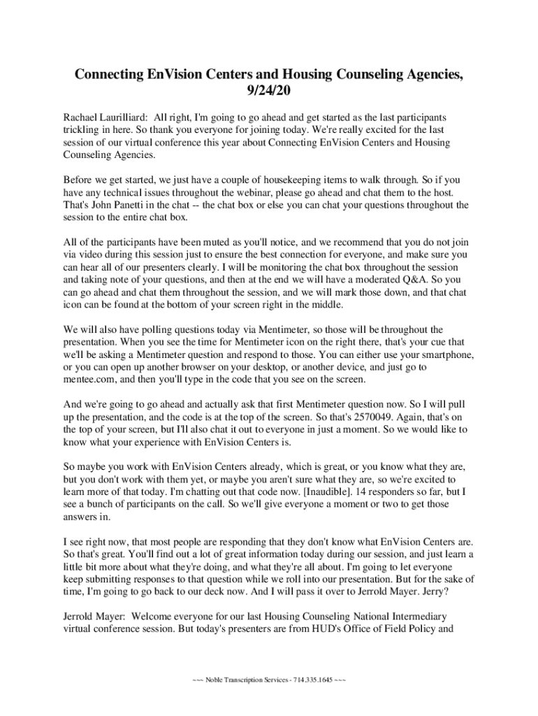 Fillable Online Connecting EnVision Centers and Housing Counseling