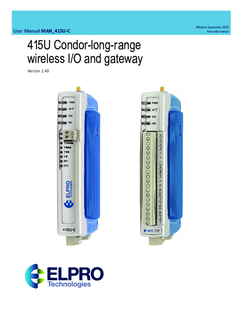 Fillable Online 415U Condorlongrange wireless I/O and gateway Fax