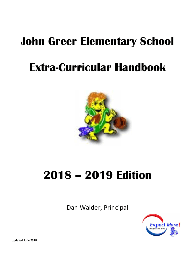 Fillable Online John Greer Elementary School ExtraCurricular Handbook