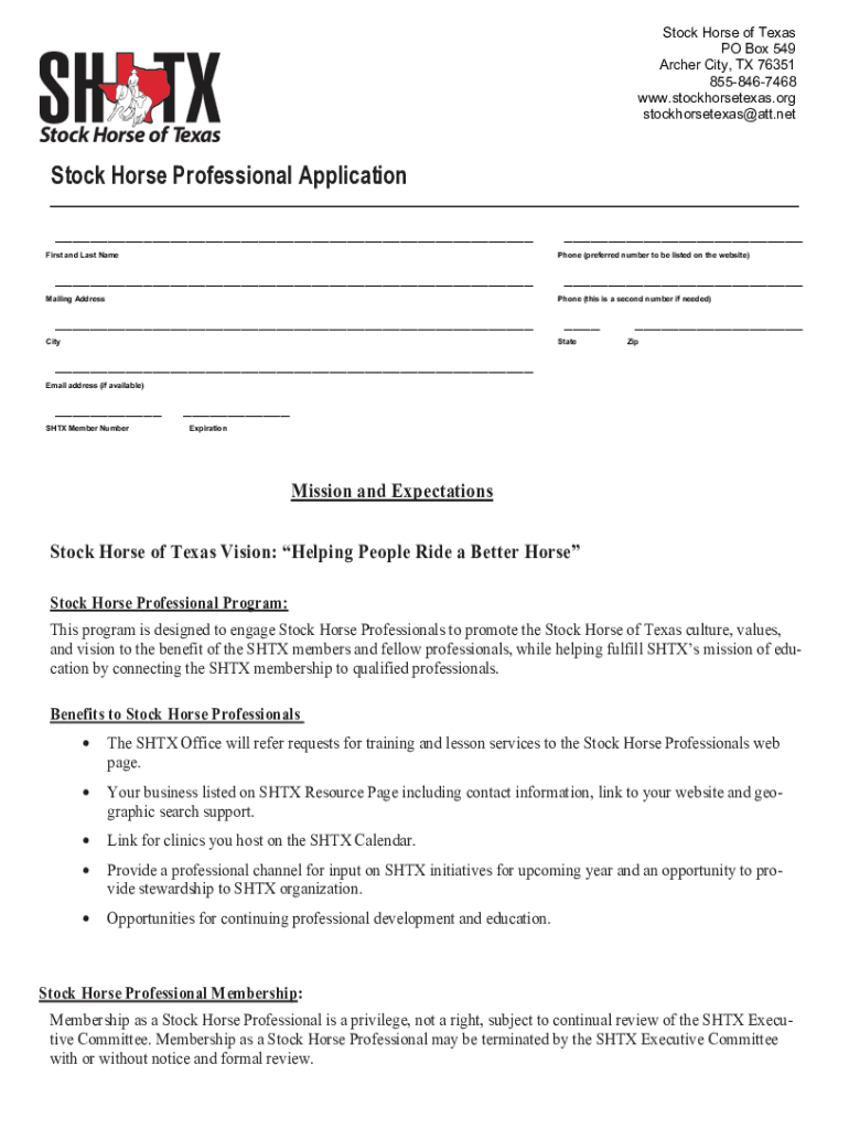 Fillable Online Partner With Us! Stock Horse of Texas Association Fax