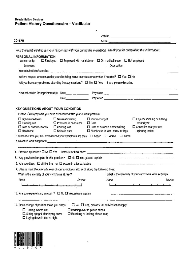 Fillable Online Vestibular Rehabilitation Therapy: What It Is ...