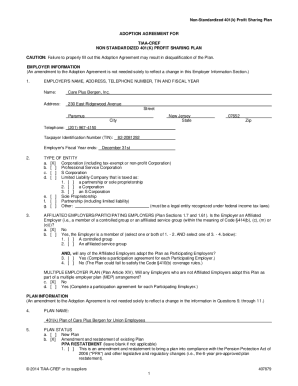 Fillable Online Completing the Profit Sharing Plan Adoption Agreement ...