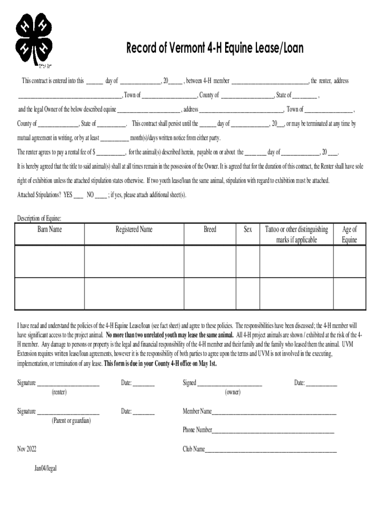 Fillable Online requirements for participation in 4h equine events Fax